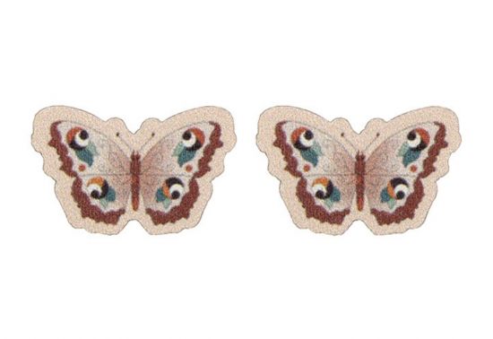 Drewniane kolczyki Różowy motyl