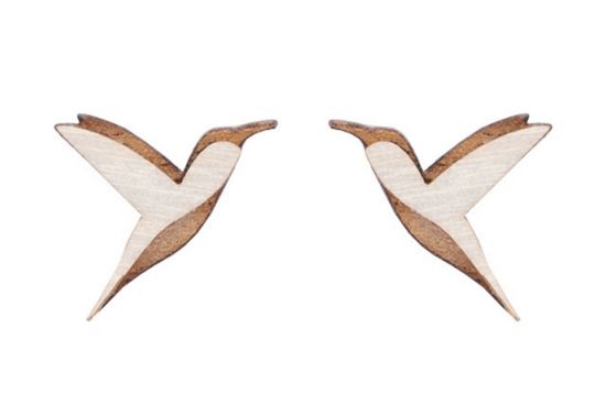 Drewniane kolczyki Natural Hummingbird Earrings