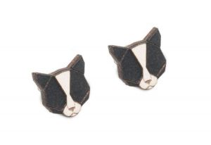 Drewniane kolczyki Black Cat Earrings