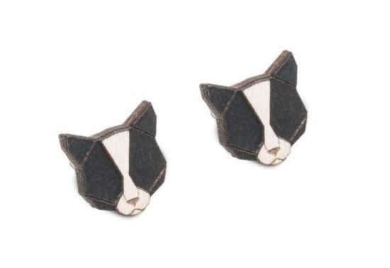 Drewniane kolczyki Black Cat Earrings