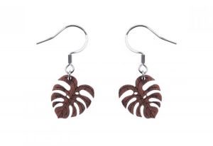 Drewniane kolczyki Monstera Earrings