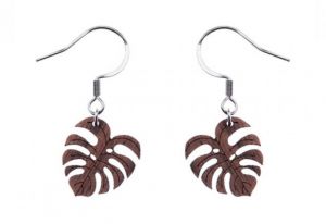 Drewniane kolczyki Monstera Earrings
