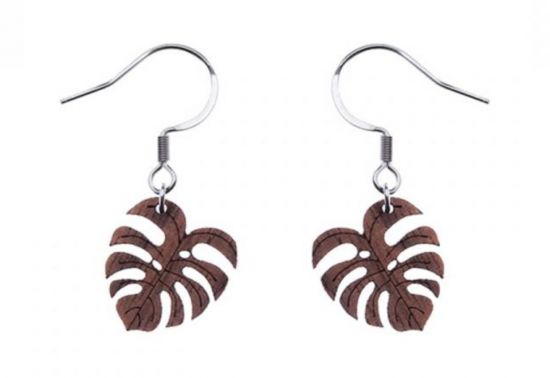 Drewniane kolczyki Monstera Earrings