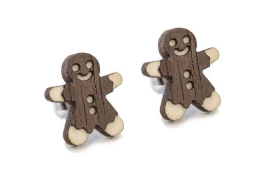 Drewniane kolczyki Gingerbread Earrings