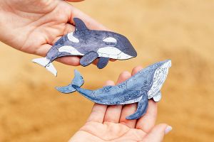 Mini drewniane puzzle – Wieloryb – Marka Epipi