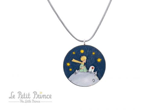 Drewniany wisiorek The Little prince and rose