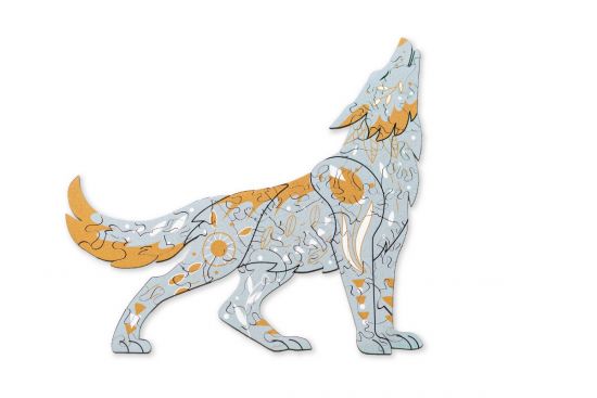 Drewniane puzzle Scandi Wilk