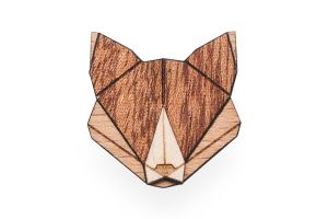 Drewniana broszka Fox Brooch