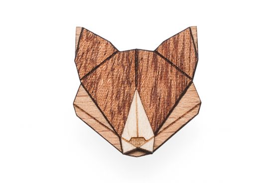 Drewniana broszka Fox Brooch