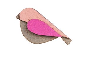 Drewniana broszka Pink Bird Brooch
