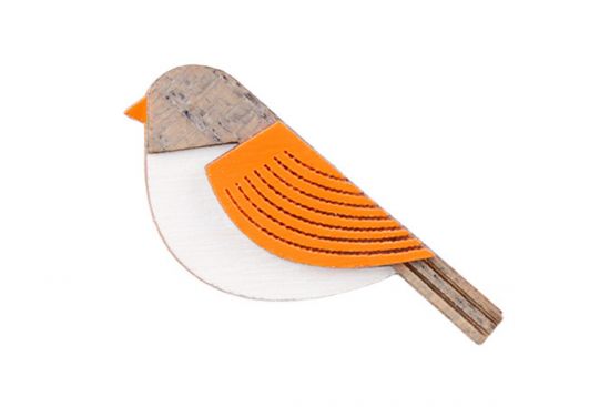 Drewniana broszka Orange Cutebird Brooch