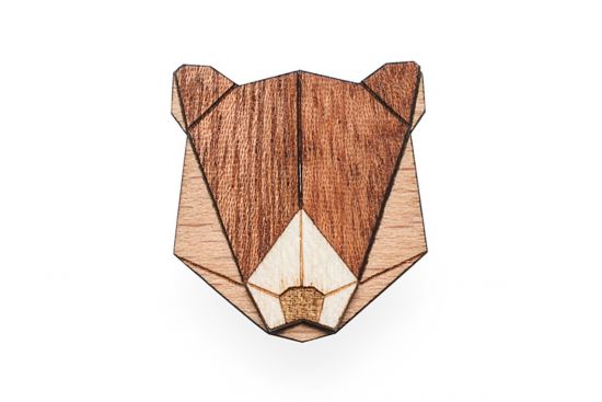 Drewniana broszka Bear Brooch