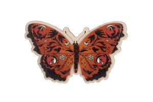 Drewniana broszka Czerwony motyl
