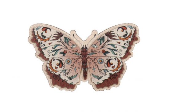 Drewniana broszka Różowy motyl