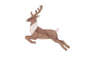 Drewniana broszka Jumping Deer Brooch