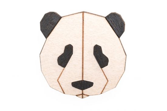 Drewniana broszka Panda Brooch