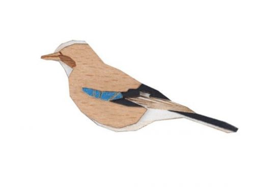 Drewniana broszka Jay Brooch