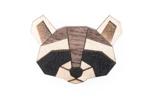 Drewniana broszka Raccoon Brooch