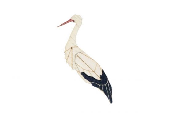 Drewniana broszka Stork Brooch