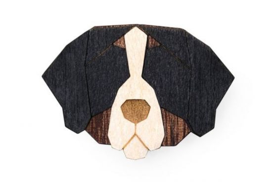 Drewniana broszka Bernese Mountain Dog Brooch