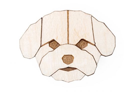 Drewniana broszka Bichon Frise Brooch