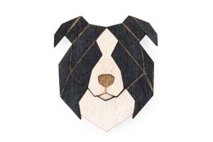 Drewniana broszka Border Collie Brooch
