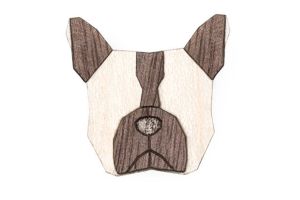 Drewniana broszka French Bulldog Brooch