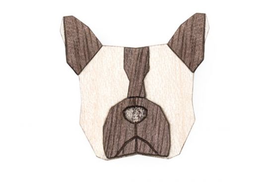 Drewniana broszka French Bulldog Brooch