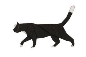 Drewniana broszka Walking Cat Brooch