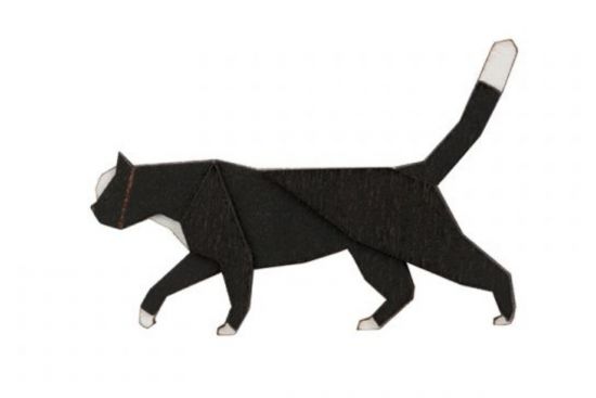 Drewniana broszka Walking Cat Brooch