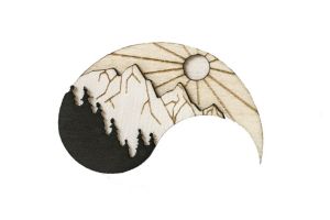 Drewniana broszka Day Brooch