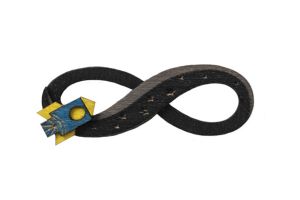 Drewniana broszka Infinity Spaceship Brooch