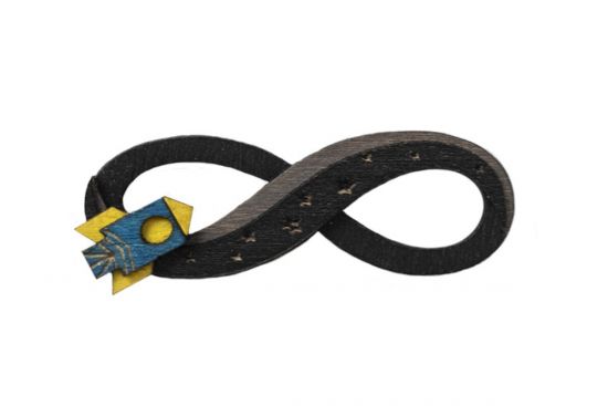 Drewniana broszka Infinity Spaceship Brooch