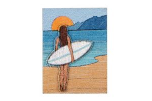 Drewniana broszka Sunset surfing Brooch