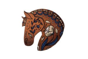 Drewniana broszka Brown horse Brooch