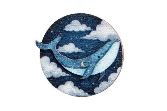 Drewniany magnes – Wieloryb