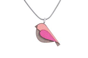 Drewniany wisiorek Pink Bird Pendant