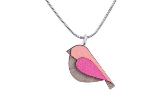 Drewniany wisiorek Pink Bird Pendant