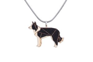 Drewniany wisorek Walking Collie Pendant