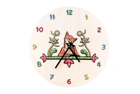 Zegar drewniany – Mądra kumoszka lisica – Josef Lada © Zegar drewniany – Mądra kumoszka lisica – Josef Lada ©