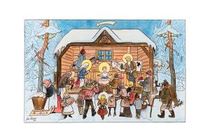 Drewniana szopka zimowa – Josef Lada ©