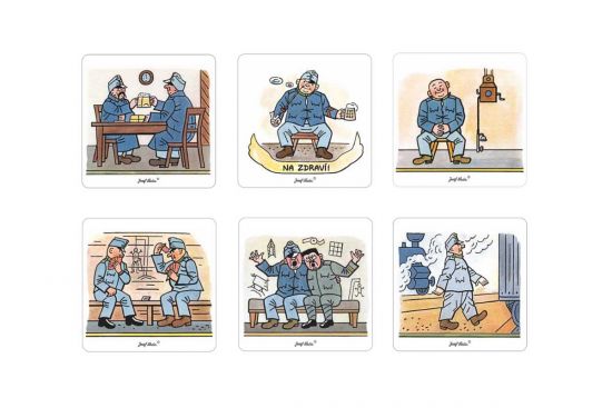 Drewniane podkładki Dobry żołnierz Szwejk 6 szt. – Josef Lada © Drewniane podkładki Dobry żołnierz Szwejk 6 szt. – Josef Lada ©