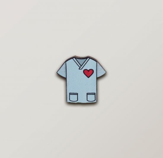 Drewniana Broszka Doctor's Coat Brooch