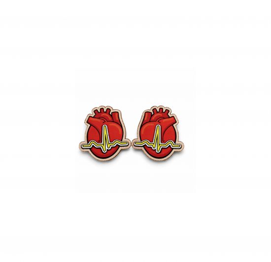 Drewniane kolczyki EKG Earrings