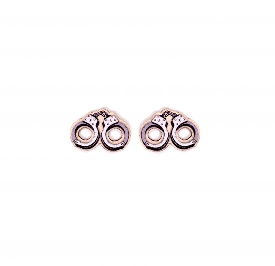 Drewniane kolczyki Handcuffs Earrings