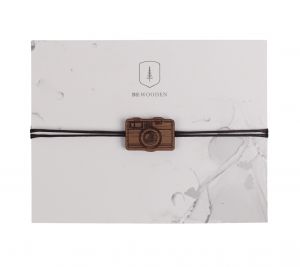 Bransoletka sznurkowa Camera wooden bracelet