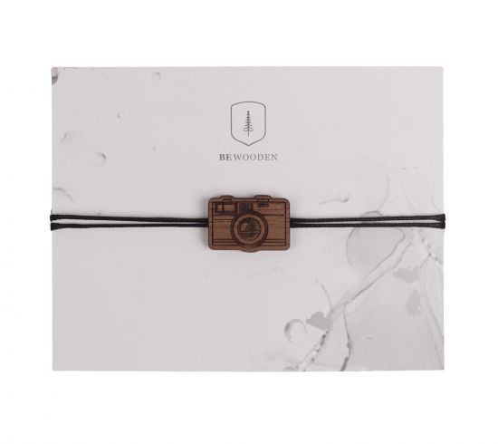 Bransoletka sznurkowa Camera wooden bracelet