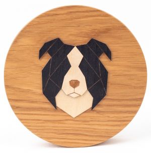 Drewniana dekoracja z litego drewna – Border Collie