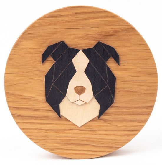Drewniana dekoracja z litego drewna – Border Collie